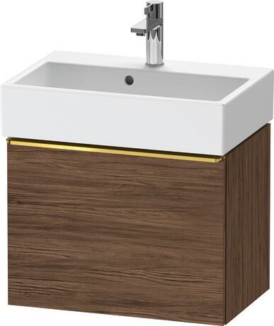 Vanity unit wall-mounted, DE4229034210000 Walnut dark Matt, Decor, Handle Gold