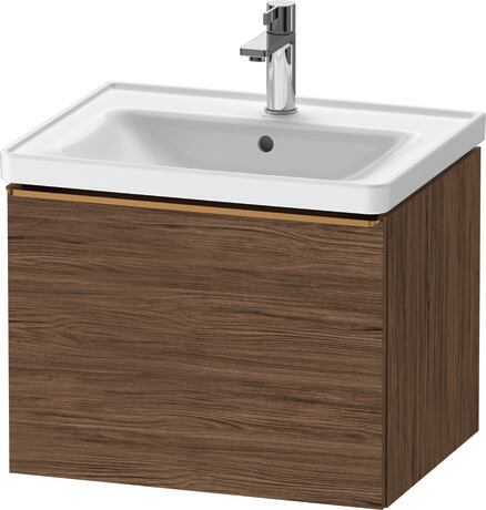 Vanity unit wall-mounted, DE4249004210000 Walnut dark Matt, Decor, Handle Bronze