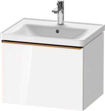 Vanity unit wall-mounted, DE4249004220000 White High Gloss, Decor, Handle Bronze