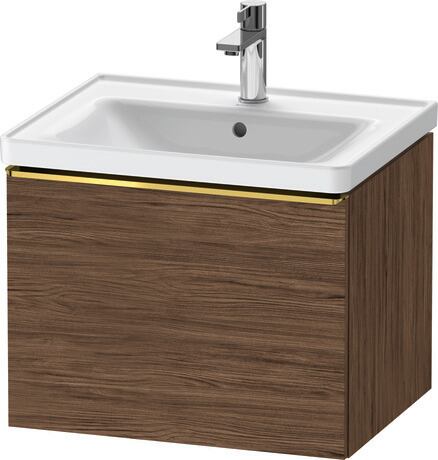 Vanity unit wall-mounted, DE4249034210000 Walnut dark Matt, Decor, Handle Gold