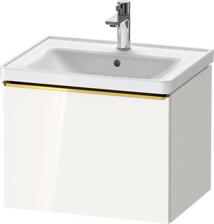 Vanity unit wall-mounted, DE4249034220000 White High Gloss, Decor, Handle Gold