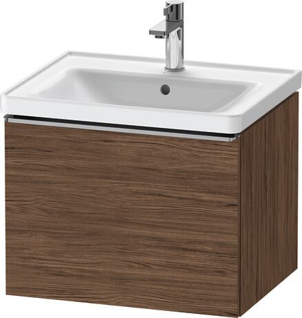 Vanity unit wall-mounted, DE4249070210000 Walnut dark Matt, Decor, Handle Stainless steel