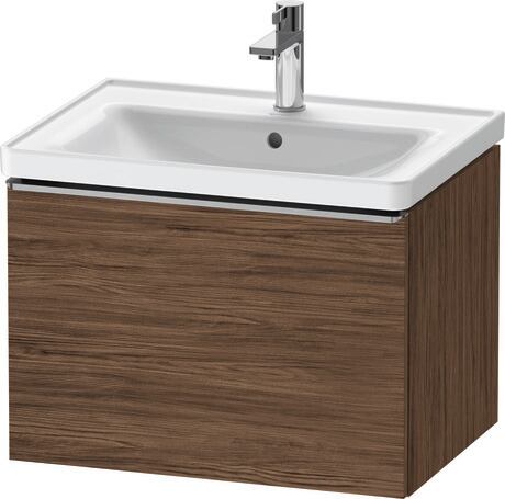 Vanity unit wall-mounted, DE4254070210000 Walnut dark Matt, Decor, Handle Stainless steel