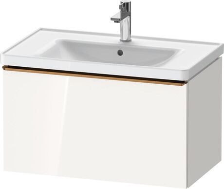 Vanity unit wall-mounted, DE4255004220000 White High Gloss, Decor, Handle Bronze