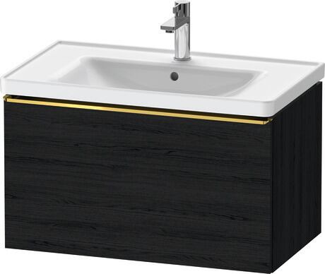 Vanity unit wall-mounted, DE4255034160000 Black oak Matt, Decor, Handle Gold