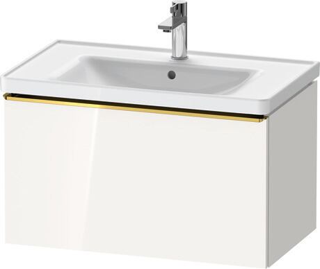 Vanity unit wall-mounted, DE4255034220000 White High Gloss, Decor, Handle Gold