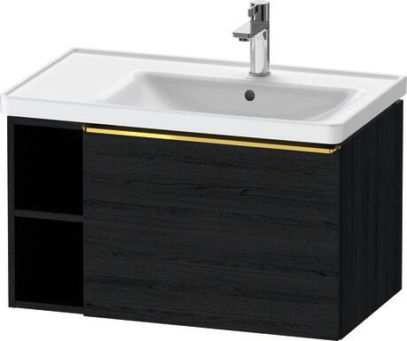 Vanity unit wall-mounted, DE4257034160000 Black oak Matt, Decor, Handle Gold