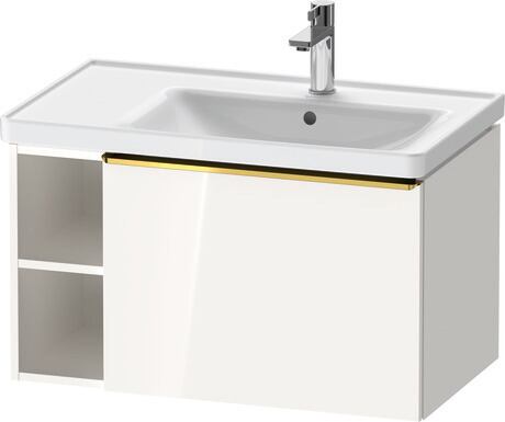 Vanity unit wall-mounted, DE4257034220000 White High Gloss, Decor, Handle Gold