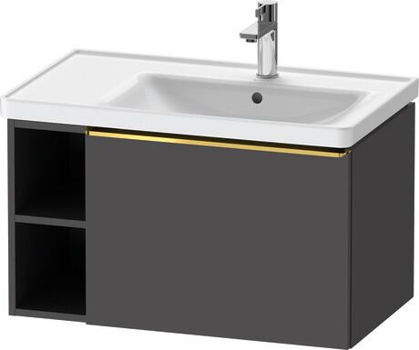 Vanity unit wall-mounted, DE4257034490000 Graphite Matt, Decor, Handle Gold