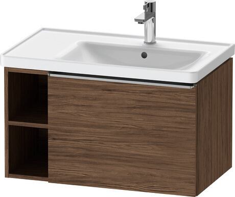 Vanity unit wall-mounted, DE4257070210000 Walnut dark Matt, Decor, Handle Stainless steel