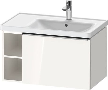 Vanity unit wall-mounted, DE4257070220000 White High Gloss, Decor, Handle Stainless steel