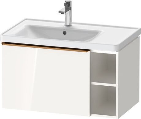 Vanity unit wall-mounted, DE4258004220000 White High Gloss, Decor, Handle Bronze