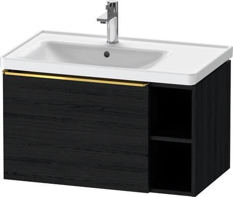 Vanity unit wall-mounted, DE4258034160000 Black oak Matt, Decor, Handle Gold