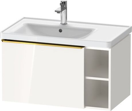 Vanity unit wall-mounted, DE4258034220000 White High Gloss, Decor, Handle Gold