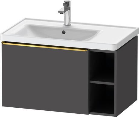 Vanity unit wall-mounted, DE4258034490000 Graphite Matt, Decor, Handle Gold