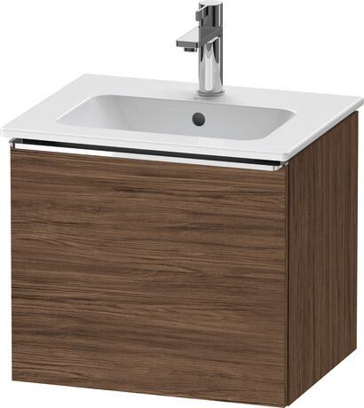 Vanity unit wall-mounted, DE4260010210000 Walnut dark Matt, Decor, Handle Chrome