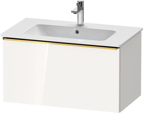 Vanity unit wall-mounted, DE4262034220000 White High Gloss, Decor, Handle Gold