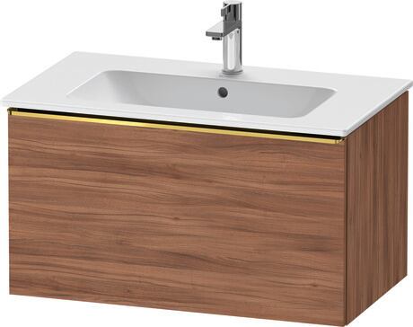 Vanity unit wall-mounted, DE4262034790000 Walnut Matt, Decor, Handle Gold