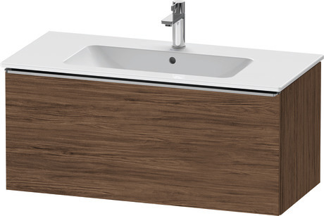 Vanity unit wall-mounted, DE4263070210000 Walnut dark Matt, Decor, Handle Stainless steel