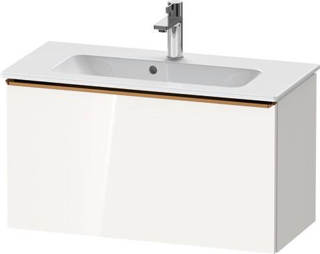 Vanity unit wall-mounted, DE4269004220000 White High Gloss, Decor, Handle Bronze