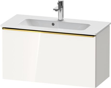 Vanity unit wall-mounted, DE4269034220000 White High Gloss, Decor, Handle Gold