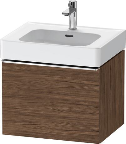 Vanity unit wall-mounted, DE4276010210000 Walnut dark Matt, Decor, Handle Chrome