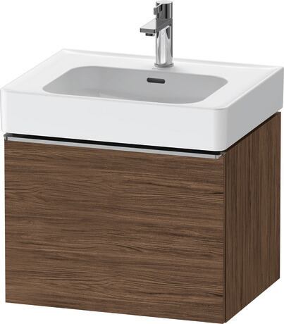 Vanity unit wall-mounted, DE4276070210000 Walnut dark Matt, Decor, Handle Stainless steel