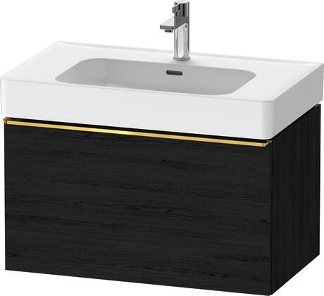 Vanity unit wall-mounted, DE4277034160000 Black oak Matt, Decor, Handle Gold