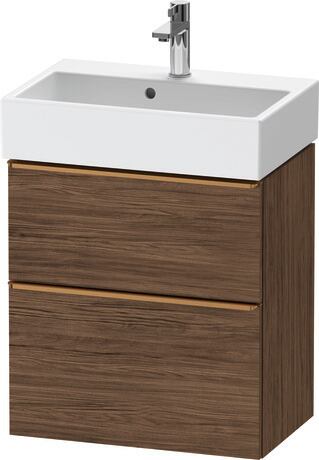 Vanity unit wall-mounted, DE4329004210000 Walnut dark Matt, Decor, Handle Bronze