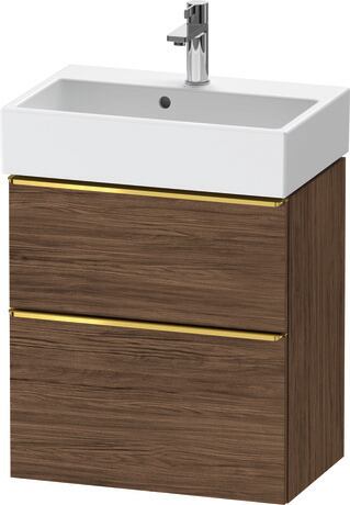 Vanity unit wall-mounted, DE4329034210000 Walnut dark Matt, Decor, Handle Gold