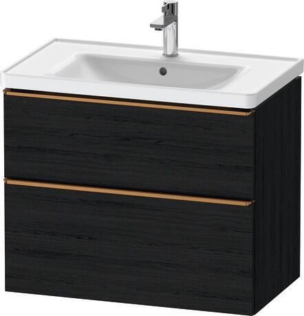 Vanity unit wall-mounted, DE4355004160000 Black oak Matt, Decor, Handle Bronze