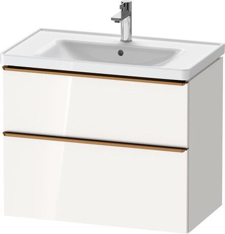 Vanity unit wall-mounted, DE4355004220000 White High Gloss, Decor, Handle Bronze