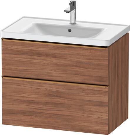 Vanity unit wall-mounted, DE4355004790000 Walnut Matt, Decor, Handle Bronze