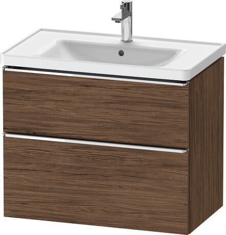 Vanity unit wall-mounted, DE4355010210000 Walnut dark Matt, Decor, Handle Chrome