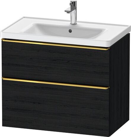 Vanity unit wall-mounted, DE4355034160000 Black oak Matt, Decor, Handle Gold