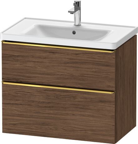 Vanity unit wall-mounted, DE4355034210000 Walnut dark Matt, Decor, Handle Gold