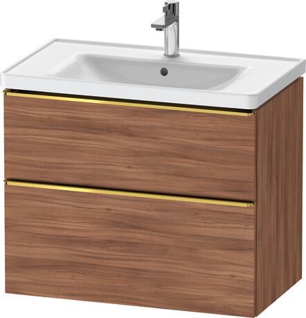 Vanity unit wall-mounted, DE4355034790000 Walnut Matt, Decor, Handle Gold