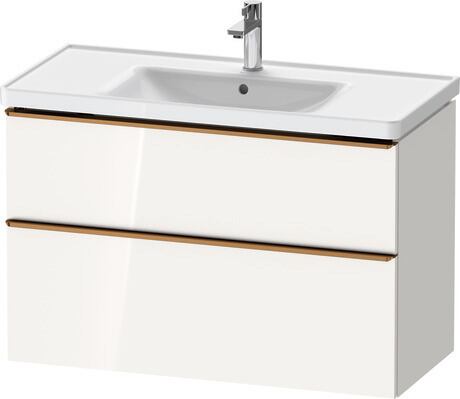 Vanity unit wall-mounted, DE4356004220000 White High Gloss, Decor, Handle Bronze