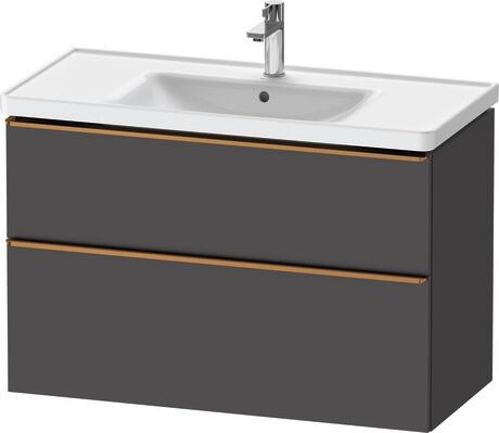 Vanity unit wall-mounted, DE4356004490000 Graphite Matt, Decor, Handle Bronze