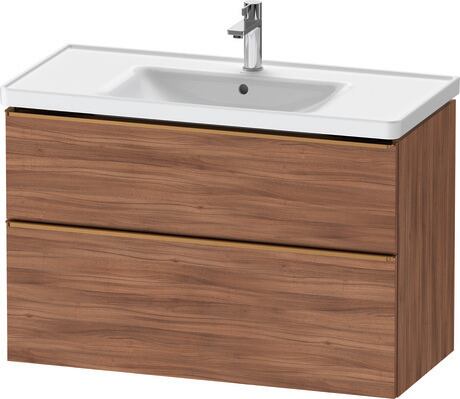 Vanity unit wall-mounted, DE4356004790000 Walnut Matt, Decor, Handle Bronze