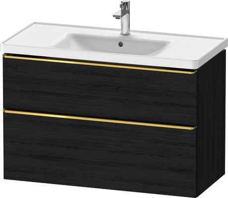 Vanity unit wall-mounted, DE4356034160000 Black oak Matt, Decor, Handle Gold