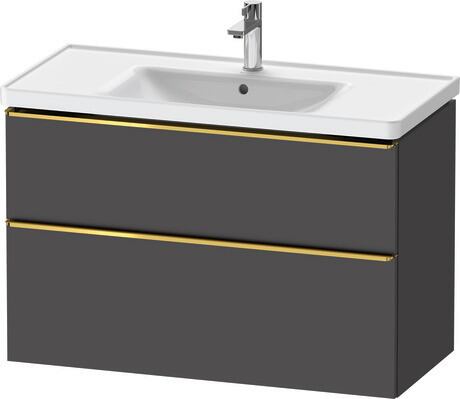 Vanity unit wall-mounted, DE4356034490000 Graphite Matt, Decor, Handle Gold