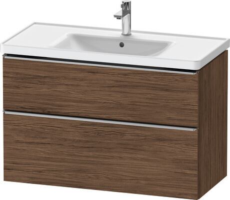 Vanity unit wall-mounted, DE4356070210000 Walnut dark Matt, Decor, Handle Stainless steel