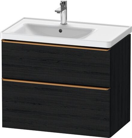 Vanity unit wall-mounted, DE4357004160000 Black oak Matt, Decor, Handle Bronze