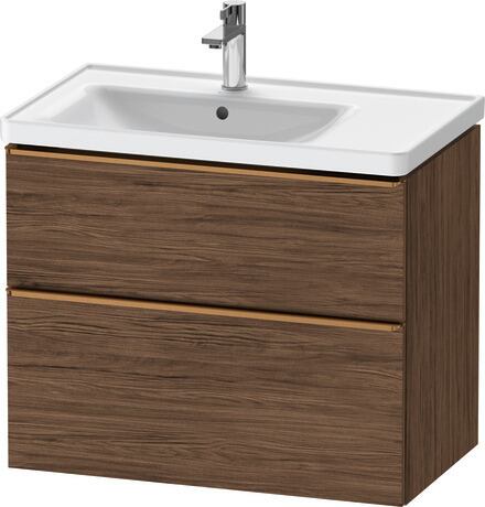 Vanity unit wall-mounted, DE4357004210000 Walnut dark Matt, Decor, Handle Bronze