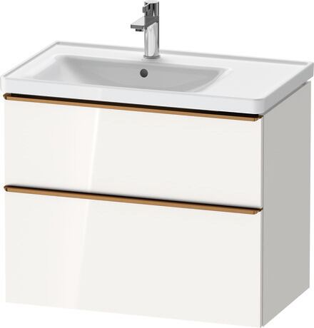 Vanity unit wall-mounted, DE4357004220000 White High Gloss, Decor, Handle Bronze