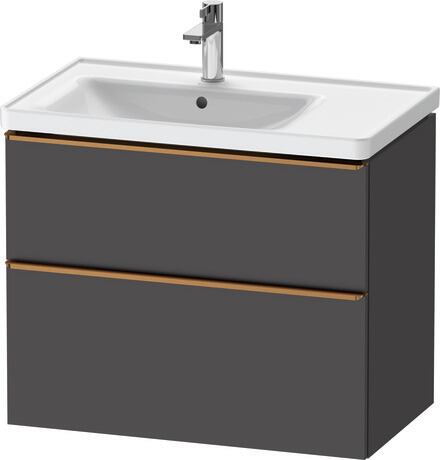 Vanity unit wall-mounted, DE4357004490000 Graphite Matt, Decor, Handle Bronze