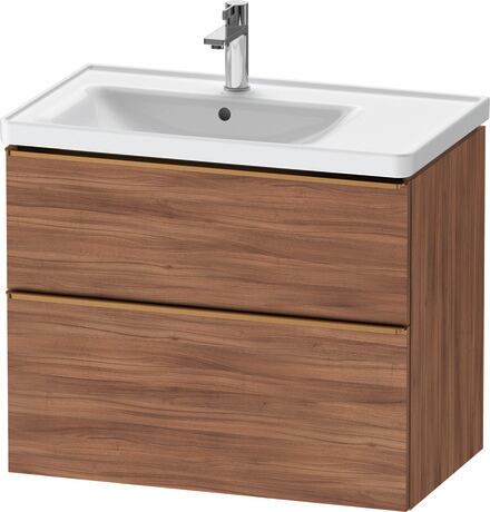 Vanity unit wall-mounted, DE4357004790000 Walnut Matt, Decor, Handle Bronze