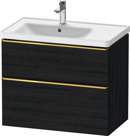 Vanity unit wall-mounted, DE4357034160000 Black oak Matt, Decor, Handle Gold