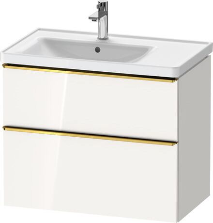 Vanity unit wall-mounted, DE4357034220000 White High Gloss, Decor, Handle Gold